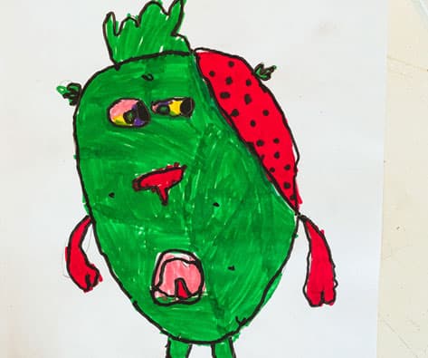 Dibujo de personaje vegetal verde